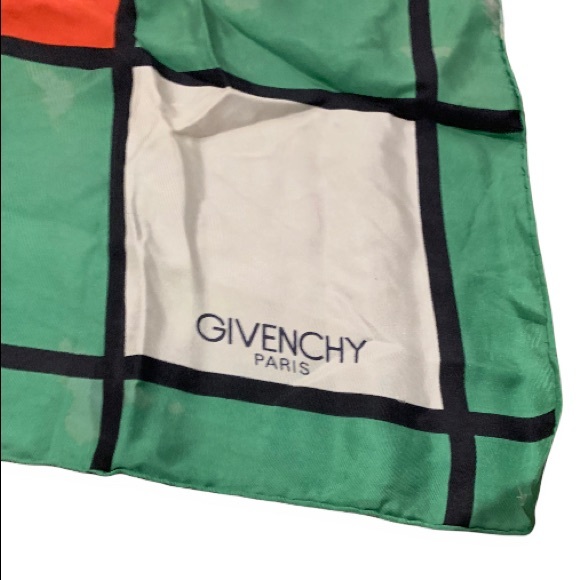 Rare Vintage VTG Givenchy Silk Colour Block Scarf 29X29 - Picture 2 of 3